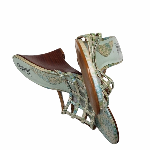Carlos Santana | Cage Mint Leather Snake Wedges 7 - Picture 8 of 9